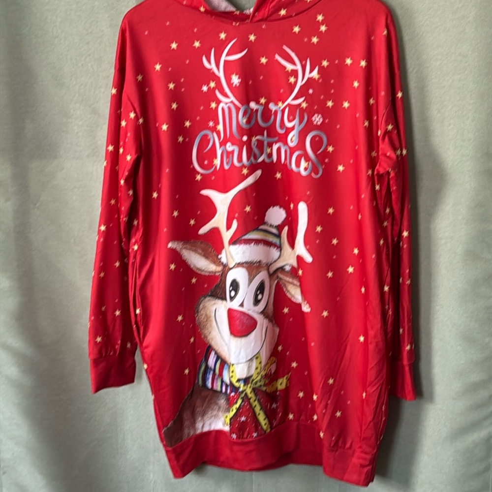 Christmas sweatshirt with hood and pockets 

T1